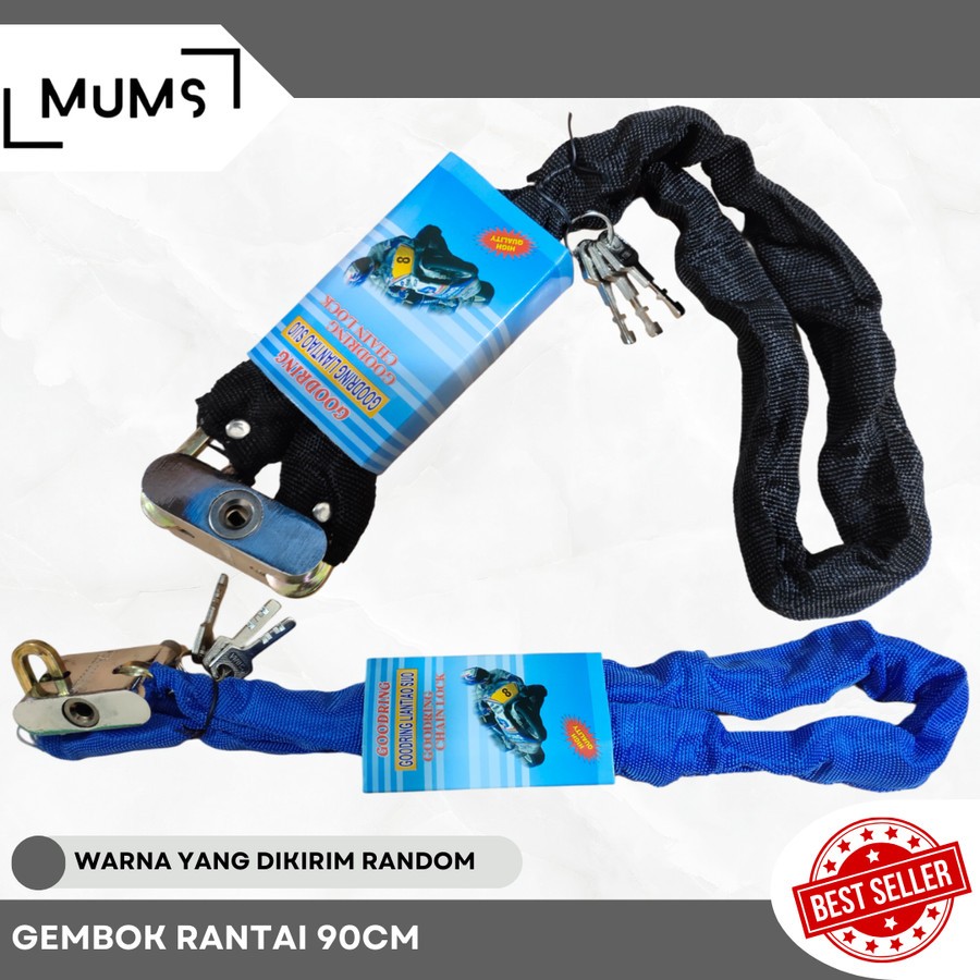 Jual AN22 Gembok Rantai Besi Lapis Kain 90cm Chain Lock 3 Keys / Gembok ...