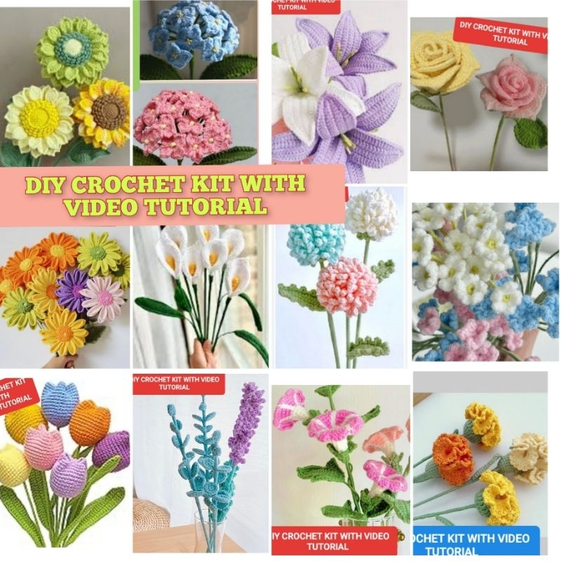Jual DIY CROCHET BUNGA AMIGURUMI KIT TULIP SUNFLOWER KIT CROCHET FLOWER ...