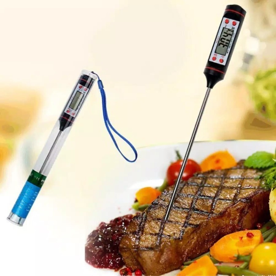 Jual Termometer Panjang Digital Pengukur suhu minyak kopi Air Daging ...