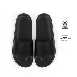 Aerostreet 39-44 Axel Hitam Hitam - Sandal Selop Pria Wanita BAAAA