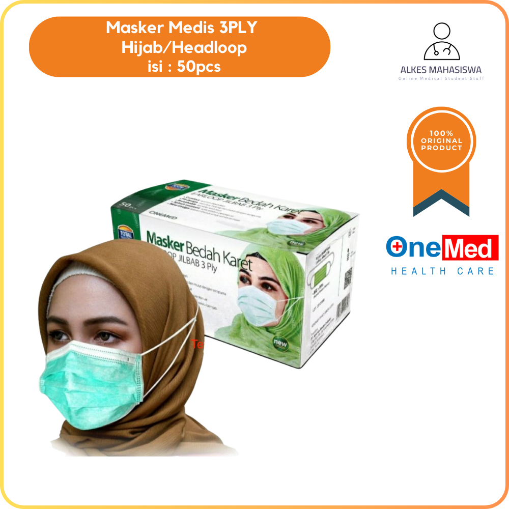 Jual Masker Medis 3ply/Masker Medis Headloop Hijab OneMed | Shopee ...