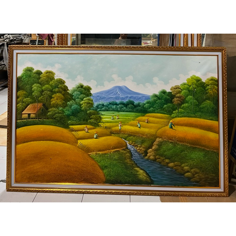 Jual Lukisan kanvas cat minyak jumbo 90x140cm Gambat update
