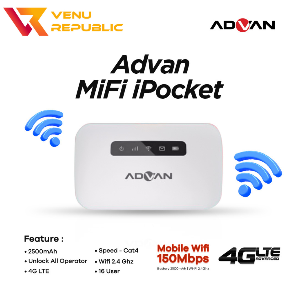 Jual Advan Modem MiFi Pocket 4G LTE Mobile Wifi 150 Mbps- Garansi Resmi ...