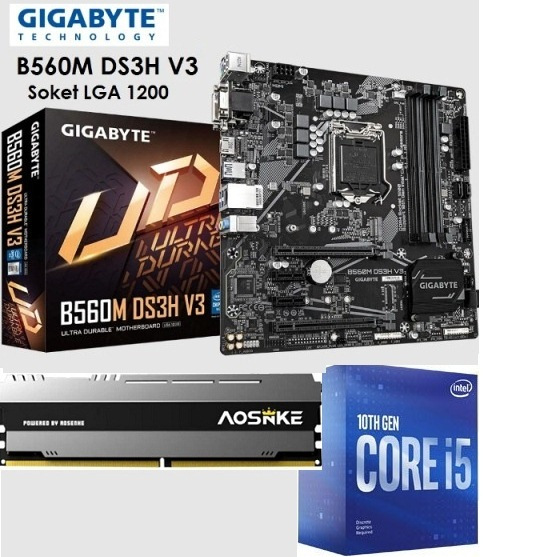 Jual Paket Intel Gen10 Core i5 10400F Core i3 + MB Gigabyte B560M