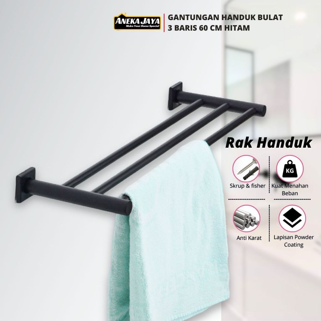 Jual Gantungan Rak Handuk Hitam Black Series Kamar Mandi Serbaguna ...