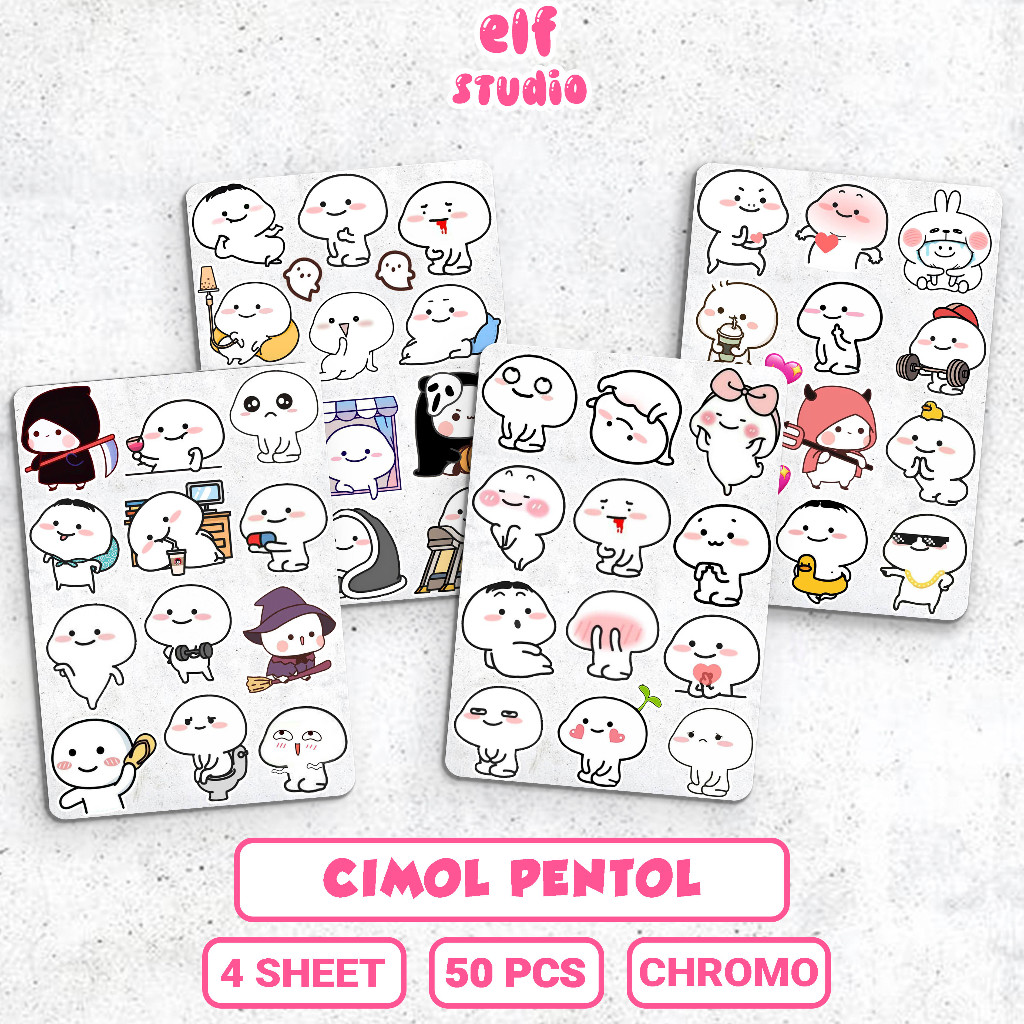 Jual 50 PCS Stiker Cimol Pentol Sticker Lucu Emoji Jawir Untuk Casing ...