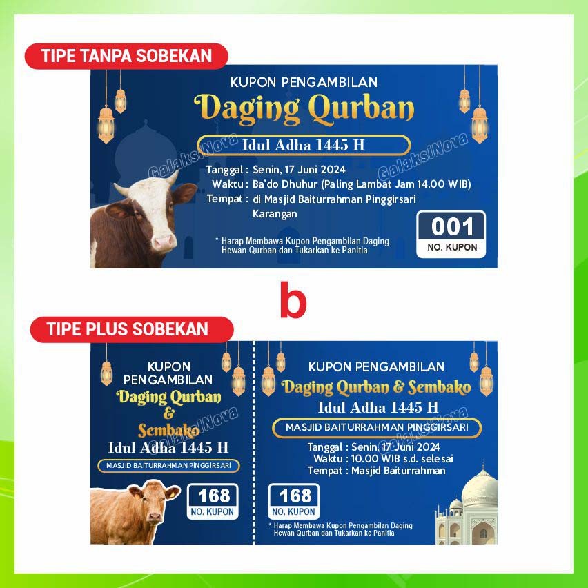 Jual Cetak Kupon Voucher Pengambilan Daging Hewan Kurban Bisa Custom ...