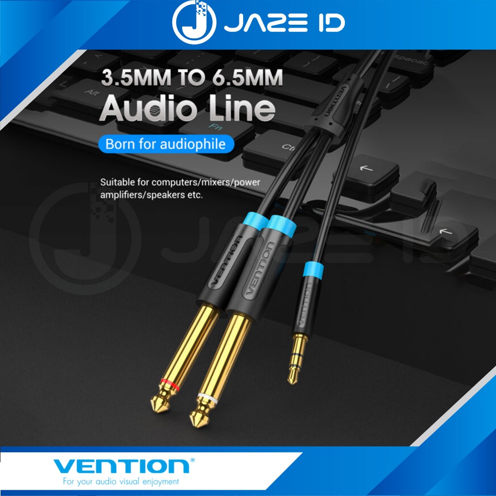 Jual Vention Kabel Aux Splitter 3.5mm Male to 2x 6.5mm Male Mic 2M 3M ...
