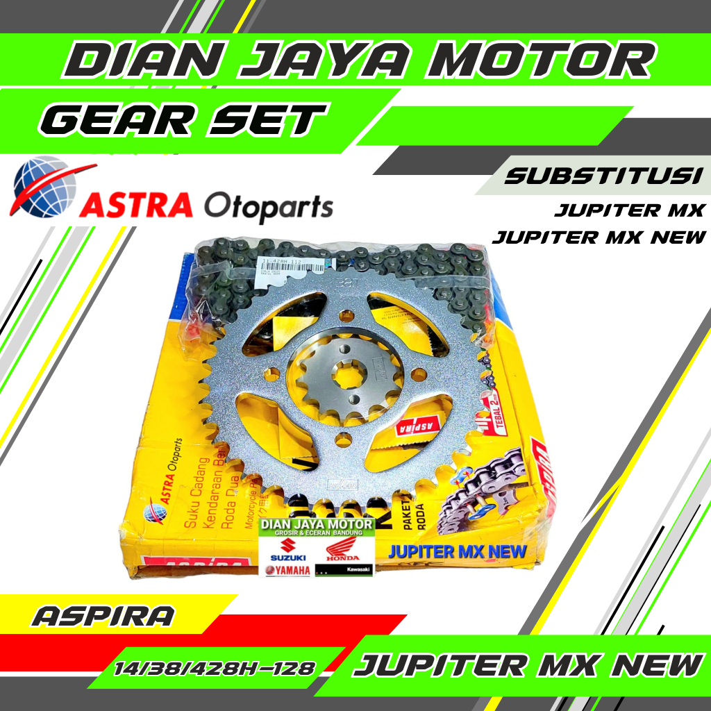 Jual Girset Original Astra Aspira 38/14 Rantai 428H Tebal Jupiter Mx Old Chain Kit Jupiter Mx