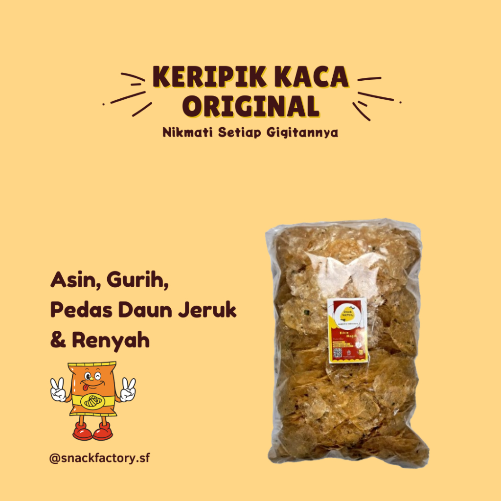 Jual Snack Factory Keripik Kaca 500g And 1kg Kripca Pedas Daun Jeruk