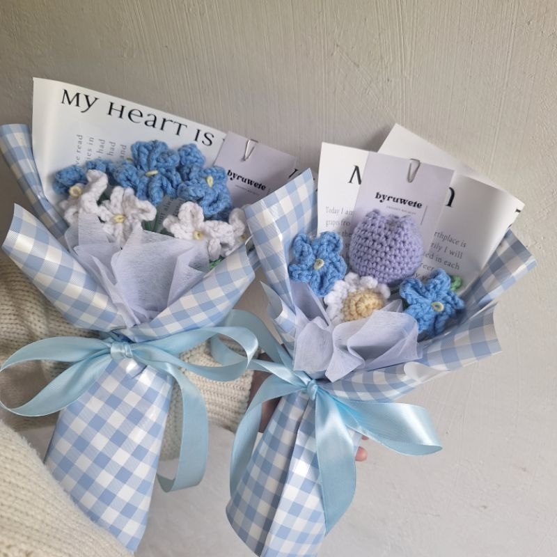 Jual Mini Bouquet forget Me Not | Buket Bunga Rajut | Shopee Indonesia