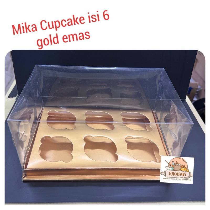 Jual Mika cupcake isi 6 gold box kue cupcake muffin packaging Shopee