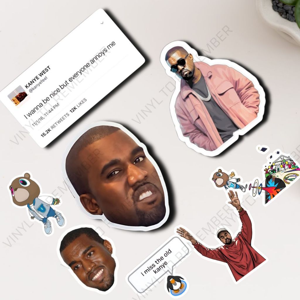 Jual Sticker Pack Kanye West Aesthetic Vintage Band Penyanyi Rapper US ...
