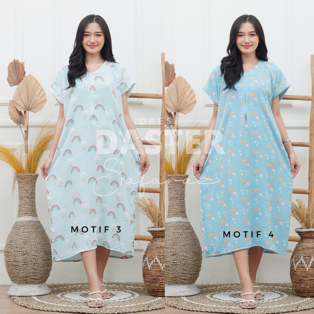 Jual Daster Long Dress Motif Bunga & Kelinci – Simple, Manis, Nyaman ...