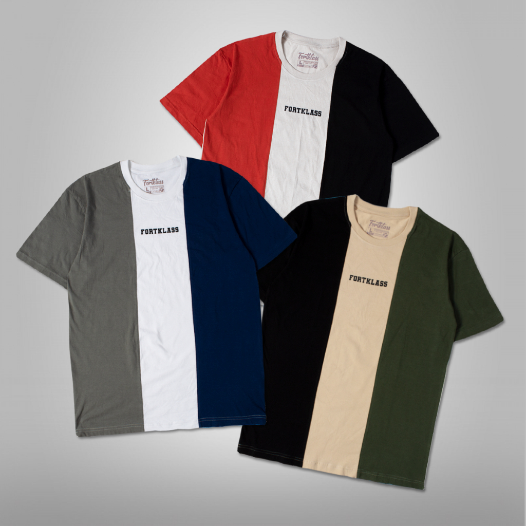 Jual FortKlass Kaos THREECOLOR Pria Katun Combed Reguler Fit Kaos Pria ...