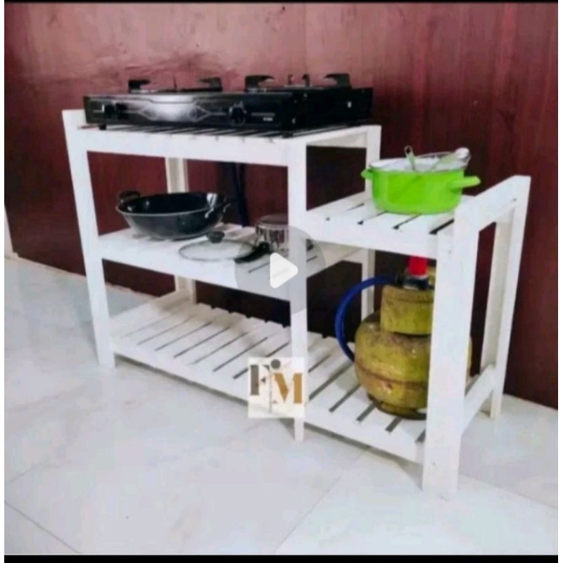 Jual MEJA RAK KOMPOR 2 TUNGKU KAYU SERBAGUNA MURAH RAK DAPUR PENGHEMAT ...