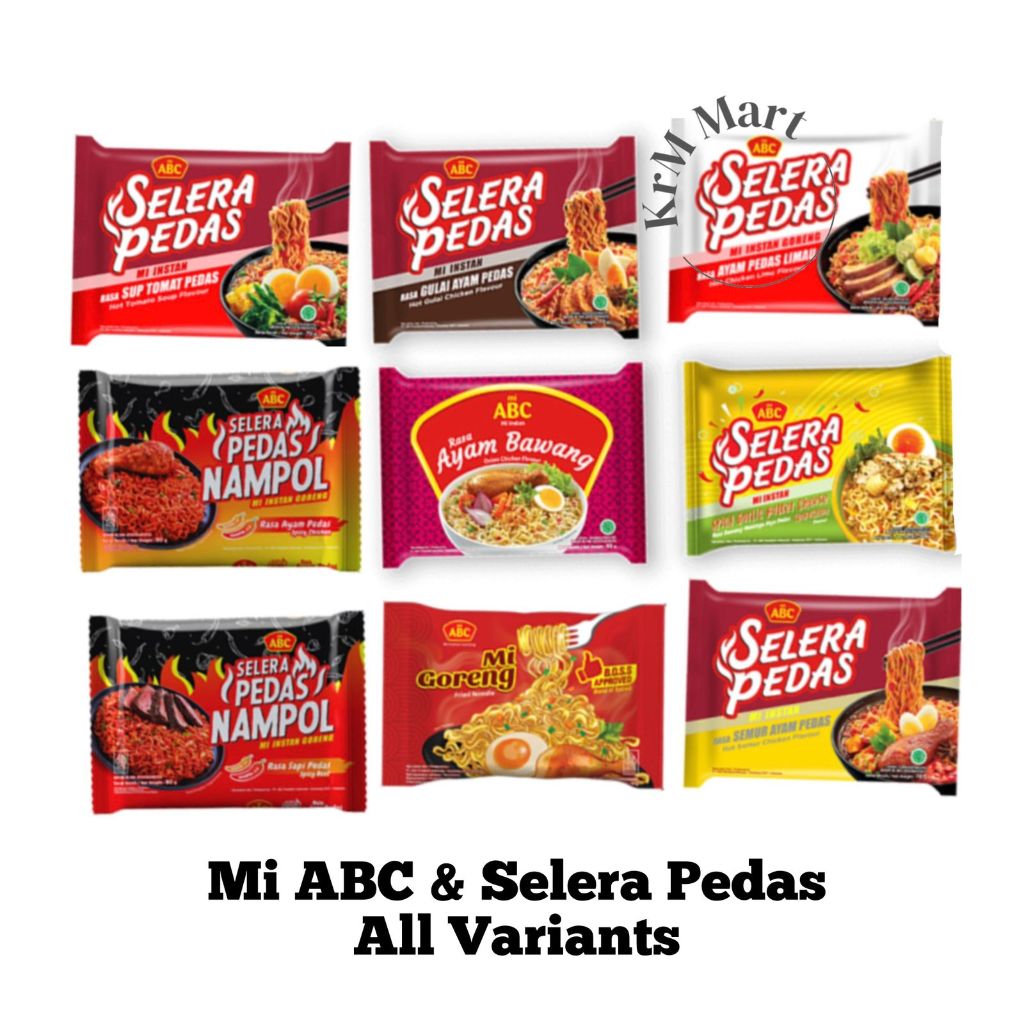 Jual Mie ABC Selera Pedas All Varian goreng ayam bawang gulai semur sup ...