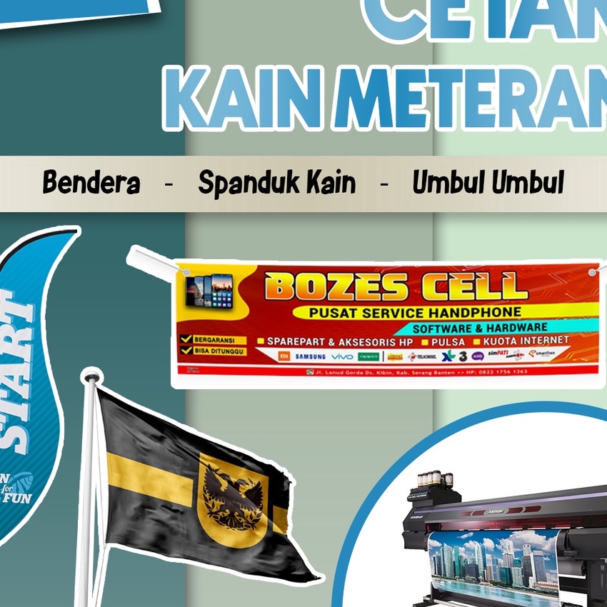 Jual Ekstra Termurah Cetak Kain Meteran Bendera Spanduk Kain Umbul