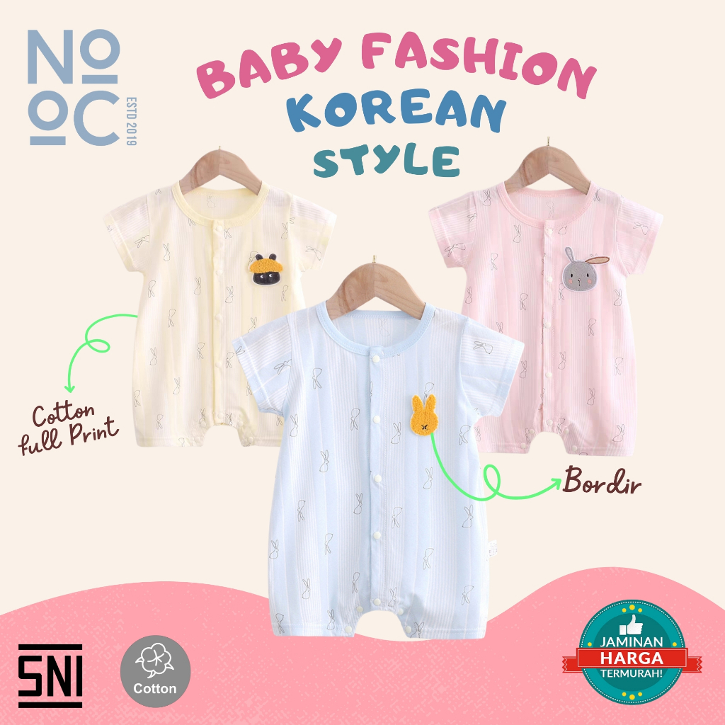 Jual Baju Romper Bayi Full Print Bordir Kancing Tengah Cotton | Shopee ...