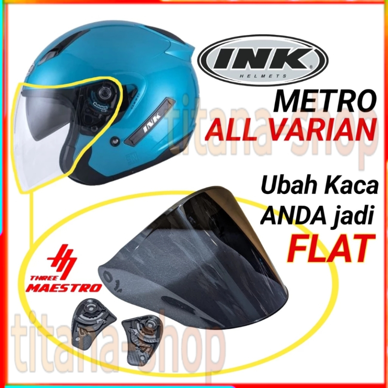 Jual INK METRO kaca helm datar venom / flat visor open venom ink metro ...