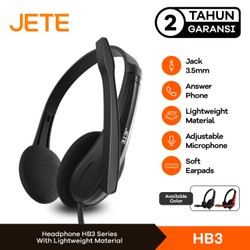 Headset Kabel Headphone Microphone JETE HB3 Noise Cancelling - Garansi 2 Tahun