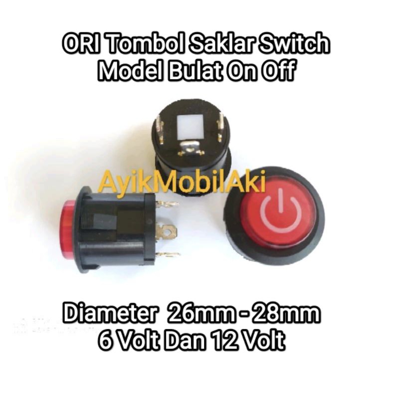 Jual ORI Tombol Saklar Switch on/off Besar Bulat 3 Pin / 4 Pin 6 Volt ...