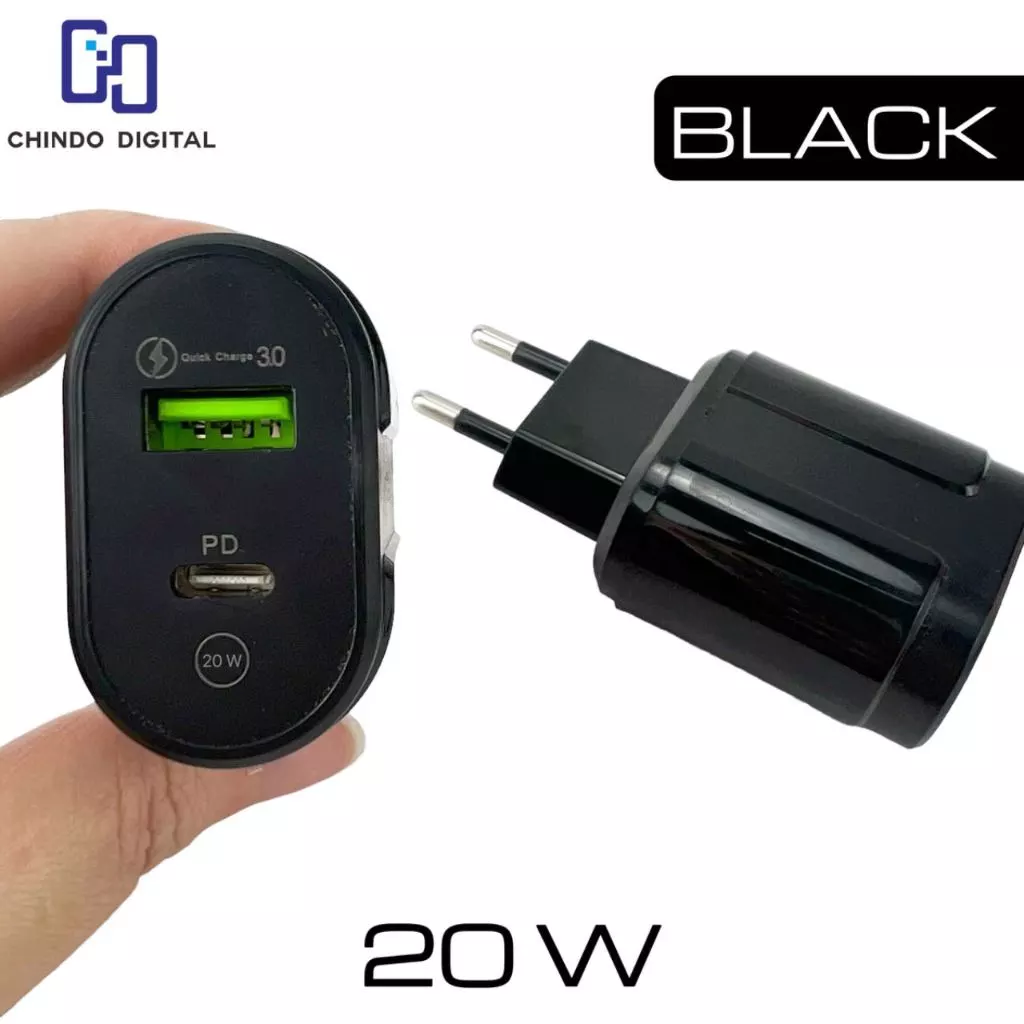 Fullset 2 port adaptor fast charger with fabric 3in1 cable type c