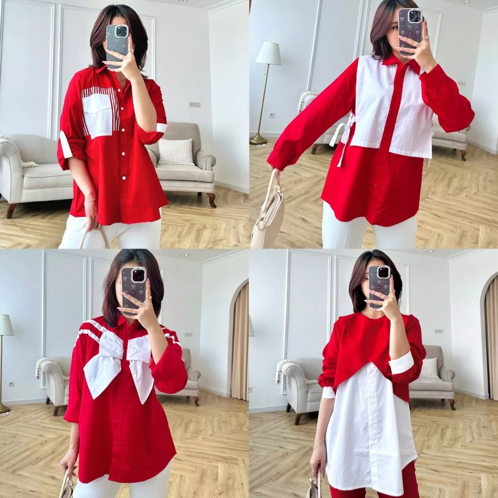 Sweet woman - kemeja atasan kaos wanita merah putih 17an series 1 - foto 1
