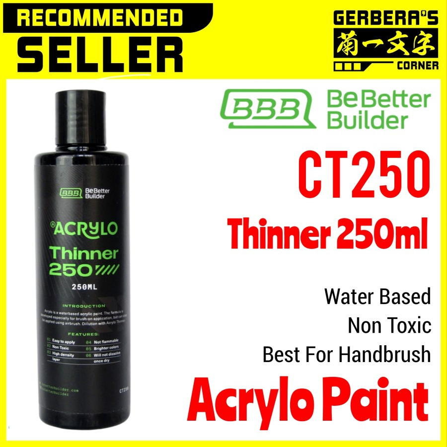 Jual ACRYLO THINNER 250ml CT250 - Water Based Paint Cat Kuas Airbrush ...
