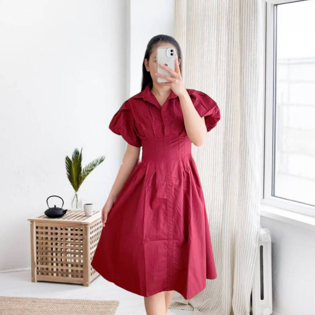 Jual Jessica Midi Dress Balloon PREMIUM Gamis Wanita Kekinian Korean