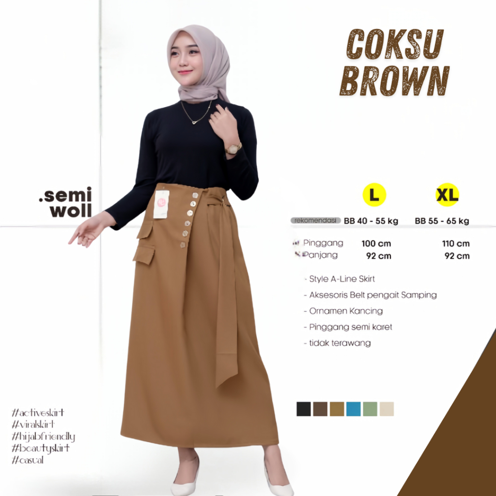 Jual Rok Frizzi Button Skirt Bahan Semi Woll/Rok Line-A/Rok Polos ...