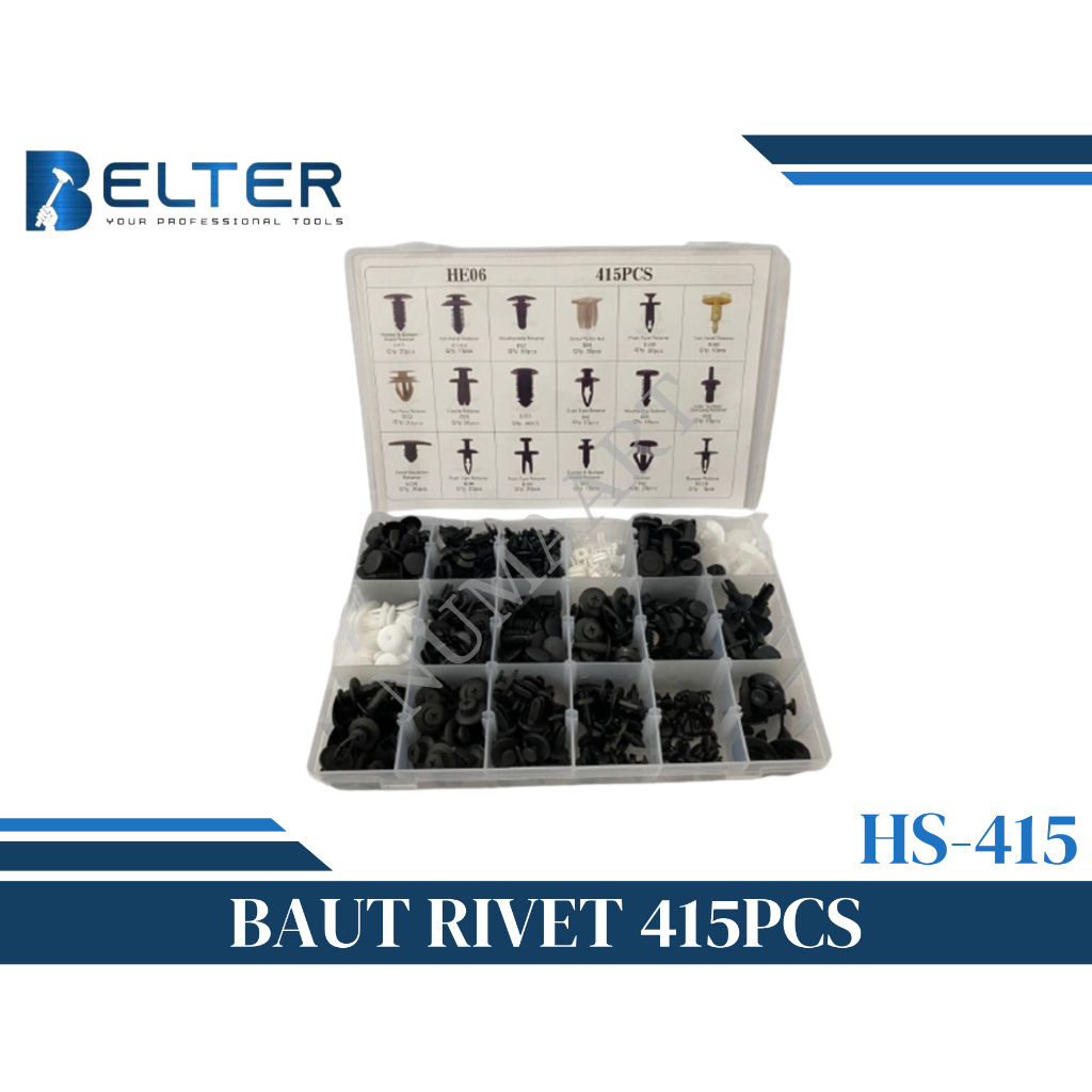 Jual BELTER HS415 / BAUT RIVET MOBIL MOTOR 415 PCS / BOLT RIVET ...
