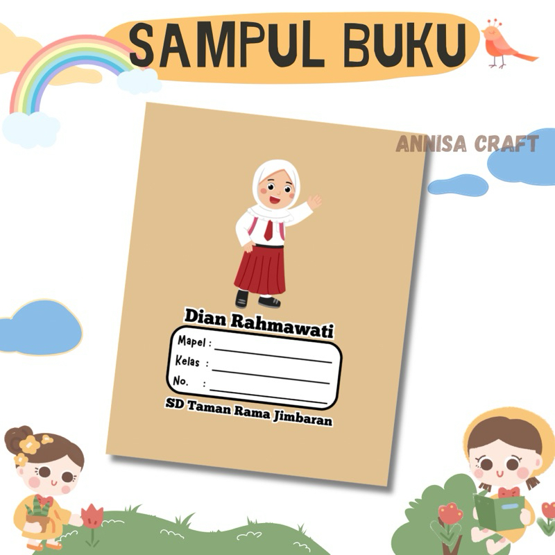 Jual Sampul Buku Custom Nama Isi 10 pcs, Cover buku, Sampul buku A5 B5 ...