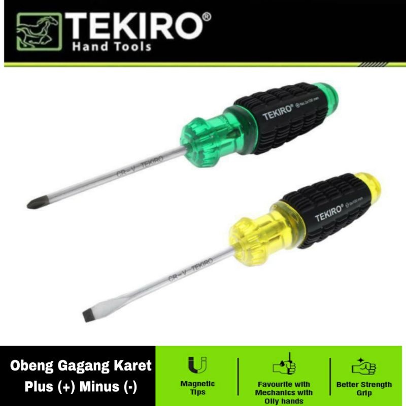 Jual Tekiro Obeng Gagang Karet Plus Minus 6 mm Cushion Grip 100mm 150 ...
