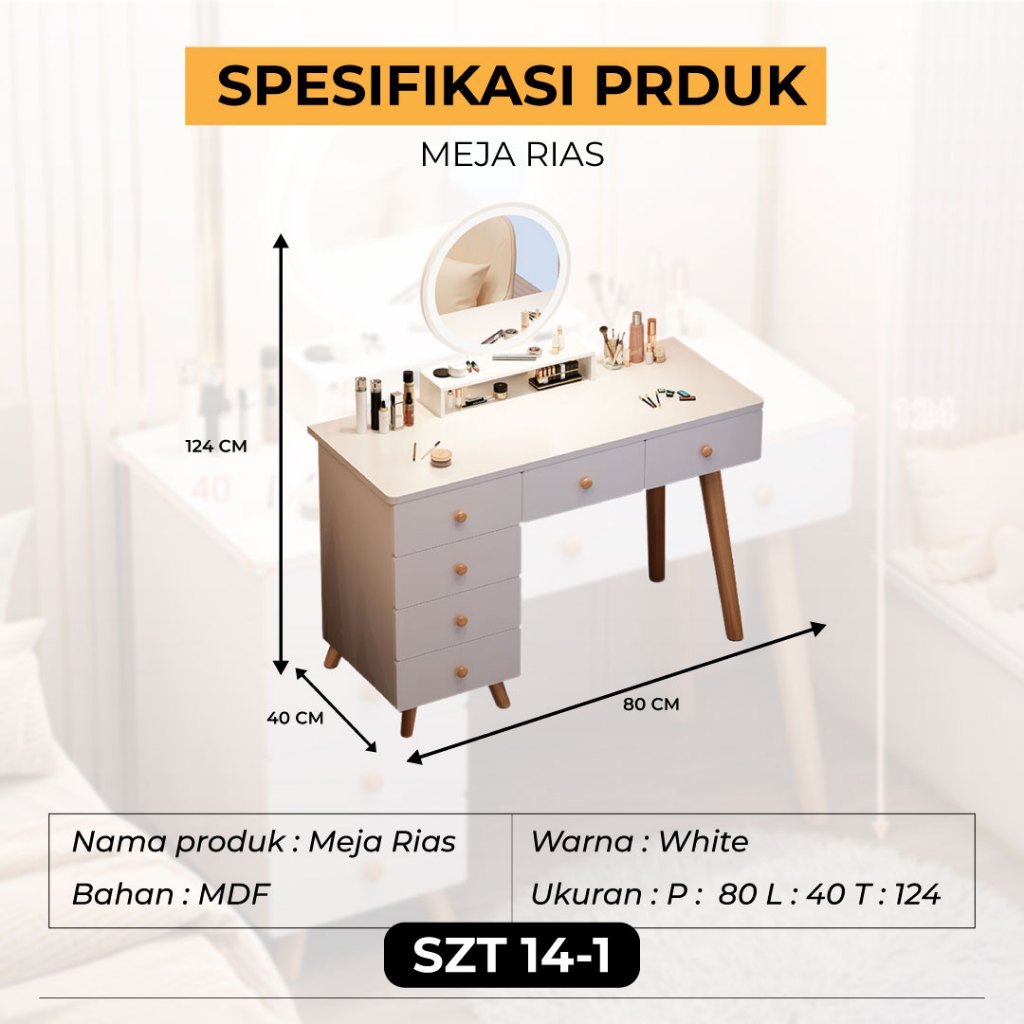 Jual SZT-14 Meja Rias Dengan Cermin Minimalis Meja Rias Mini Kayu Rak ...