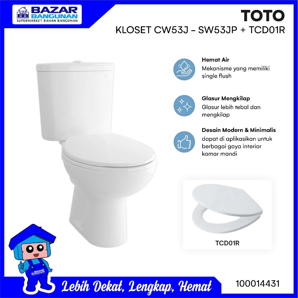 Jual Toto - Closet / Kloset / Toilet Duduk Cw53J Sw53jp / Cw 53 J Sw Jp ...