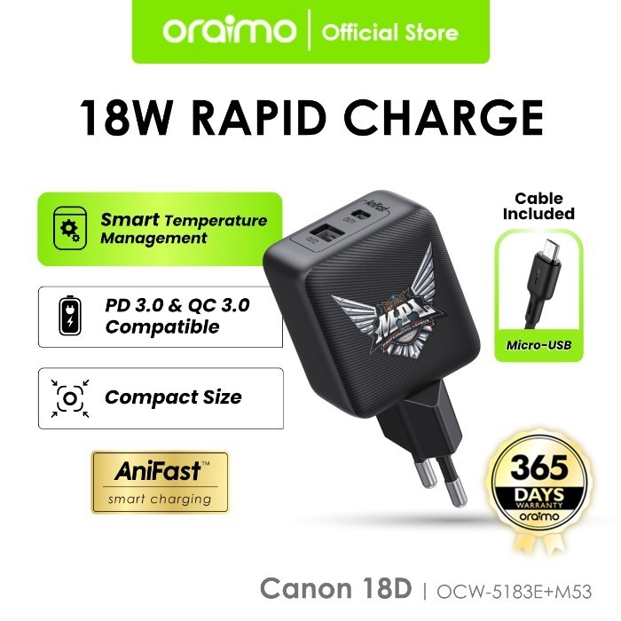Jual Oraimo OCW-5183 x MPL Mobile Legend Charger Dual Port USB & Type-C ...
