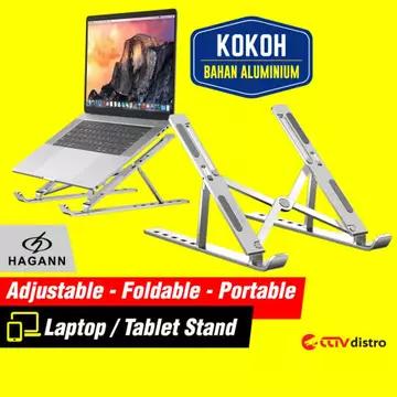 HAGANN LAC 005 Stand Holder Lipat Portable For Laptop Tablet Alumunium Silver Garansi 1 Tahun