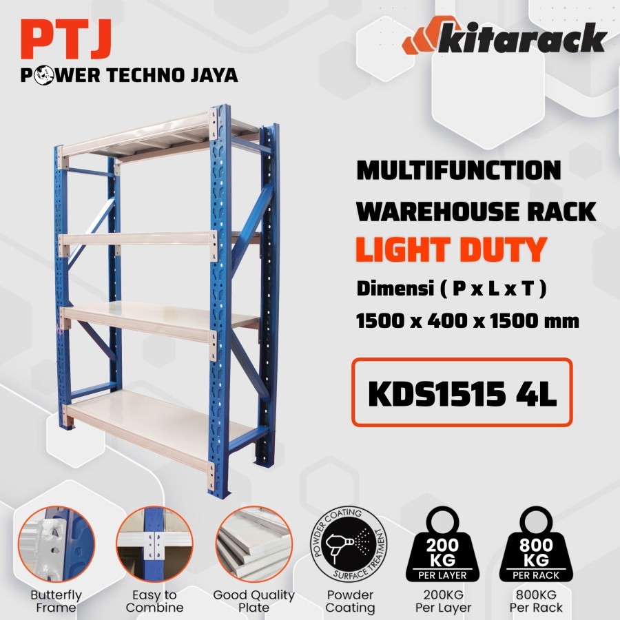 Jual Rak Gudang Kitarack Rak Besi Warehouse Rack Light Duty Kapasitas Kg Layer Panjang