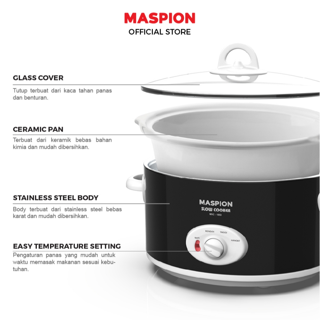 Jual Maspion Slow Cooker Magic Cooker 5 Liter MSC-1850 | Shopee Indonesia