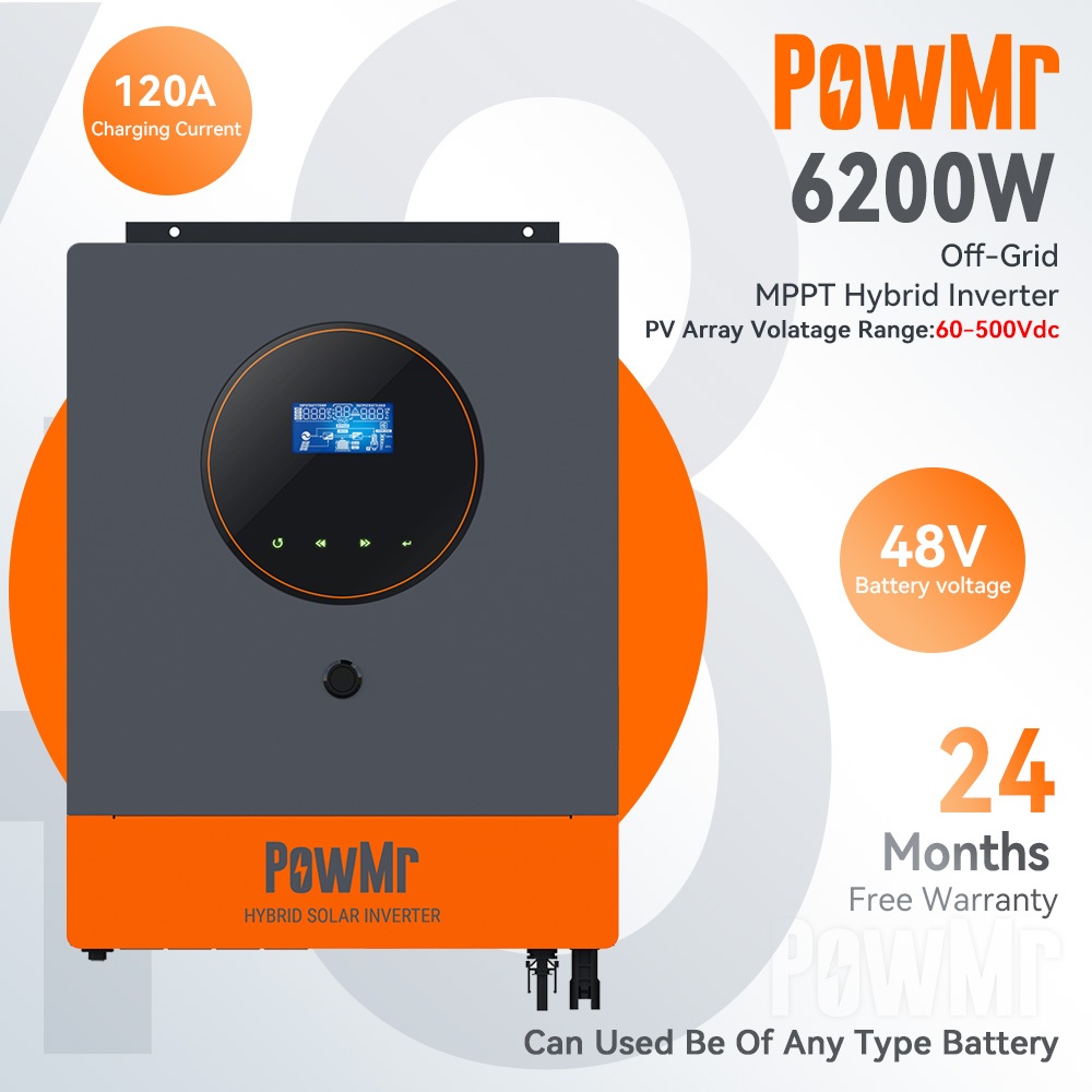 Jual PowMr 6.2KW Inverter Surya Hibrid Off-Grid 48V MPPT Pengendali ...