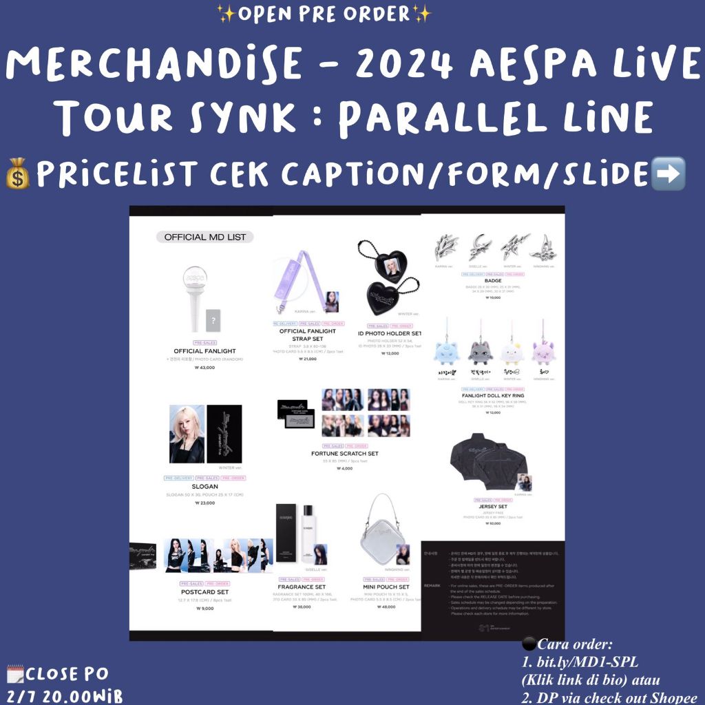 Jual [WAJIB MEMBACA DESKRIPSI & SLIDE FOTO] MERCHANDISE 2024 AESPA LIVE TOUR SYNK PARALLEL