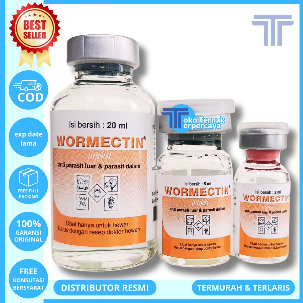 Jual WORMECTIN 2ml 5ml 20ml - Anti parasit luar & dalam - Obat Scabies ...