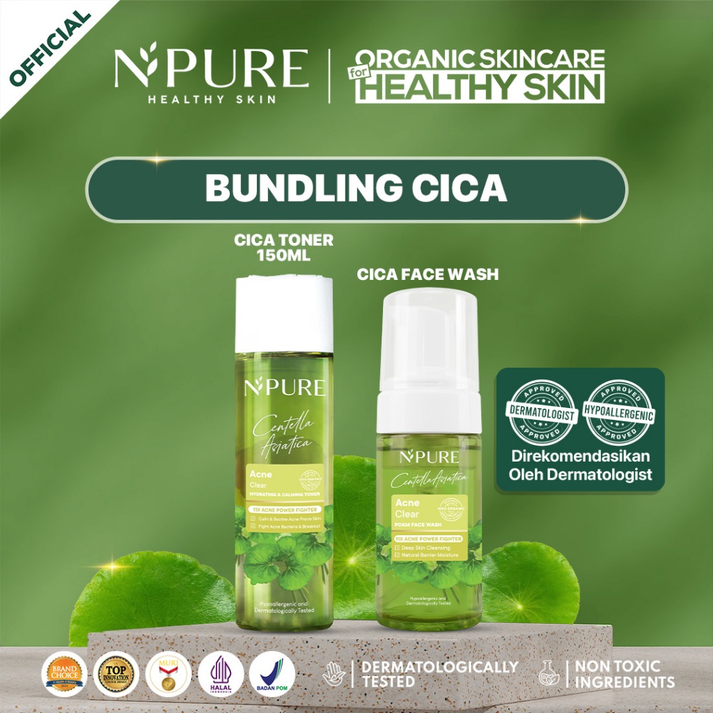 Jual NPURE【BUNDLE HEMAT】Cica Toner 150 ml + Cica Face Wash 100 ml