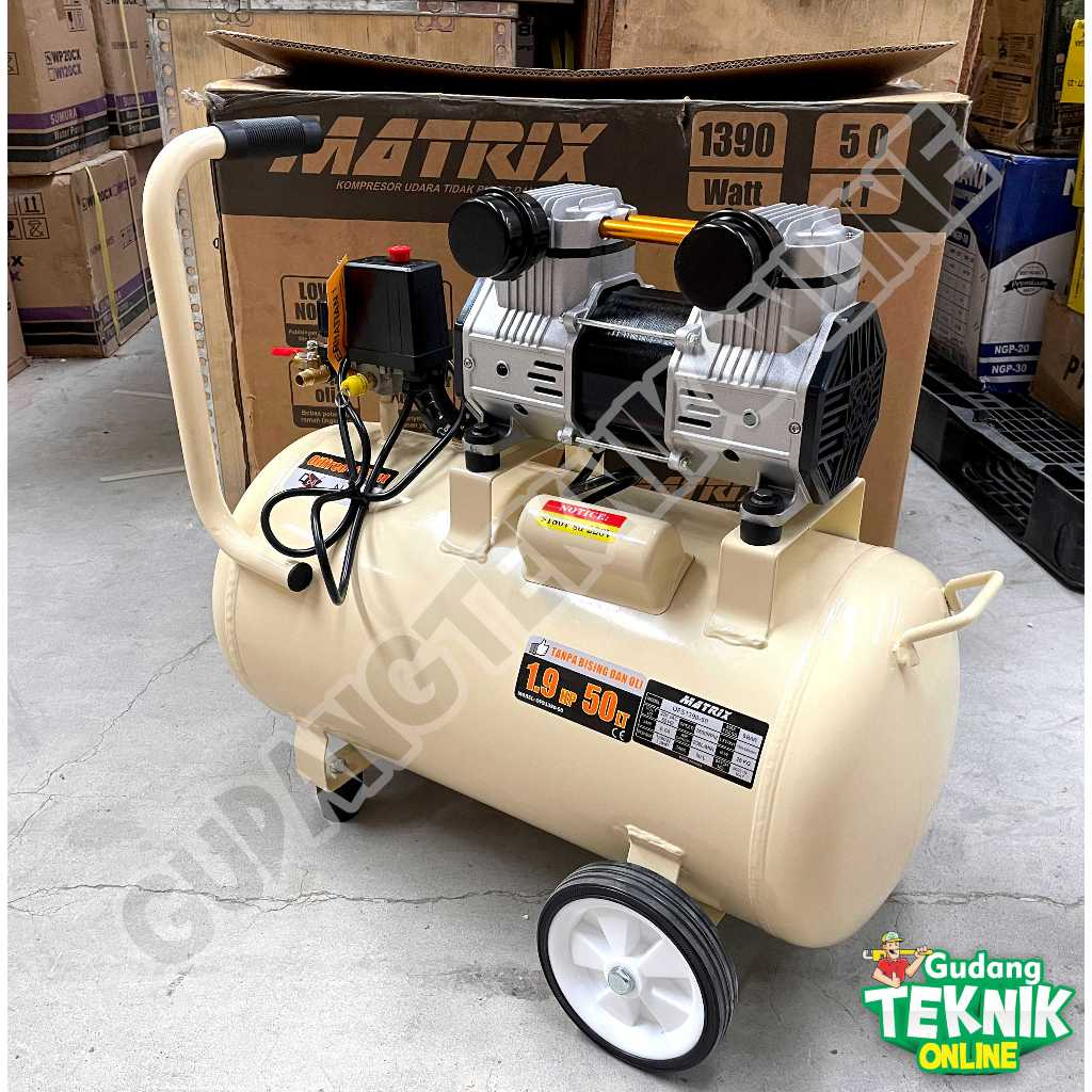 Jual Kompresor Angin 50L OFS1390-50 MATRIX 2HP LISTRIK OILESS CEPAT ...