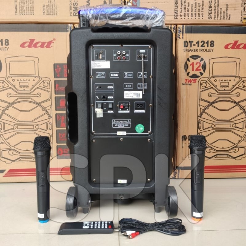 Jual Speaker Portable DAT DT 1218 12 inch 2 Mic Wireless | Shopee Indonesia