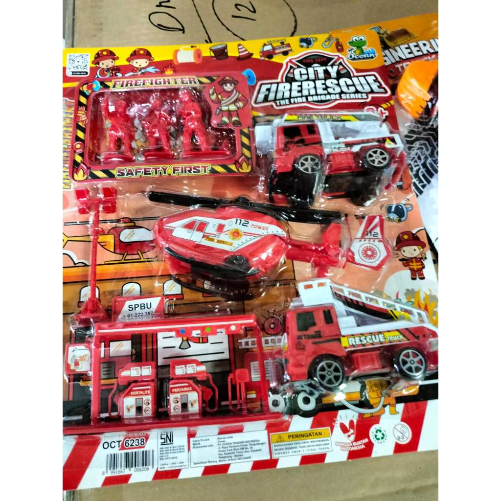 Jual OCT 6370 PROMO Mainan mobil pemadam kebakaran set isi 6pcs