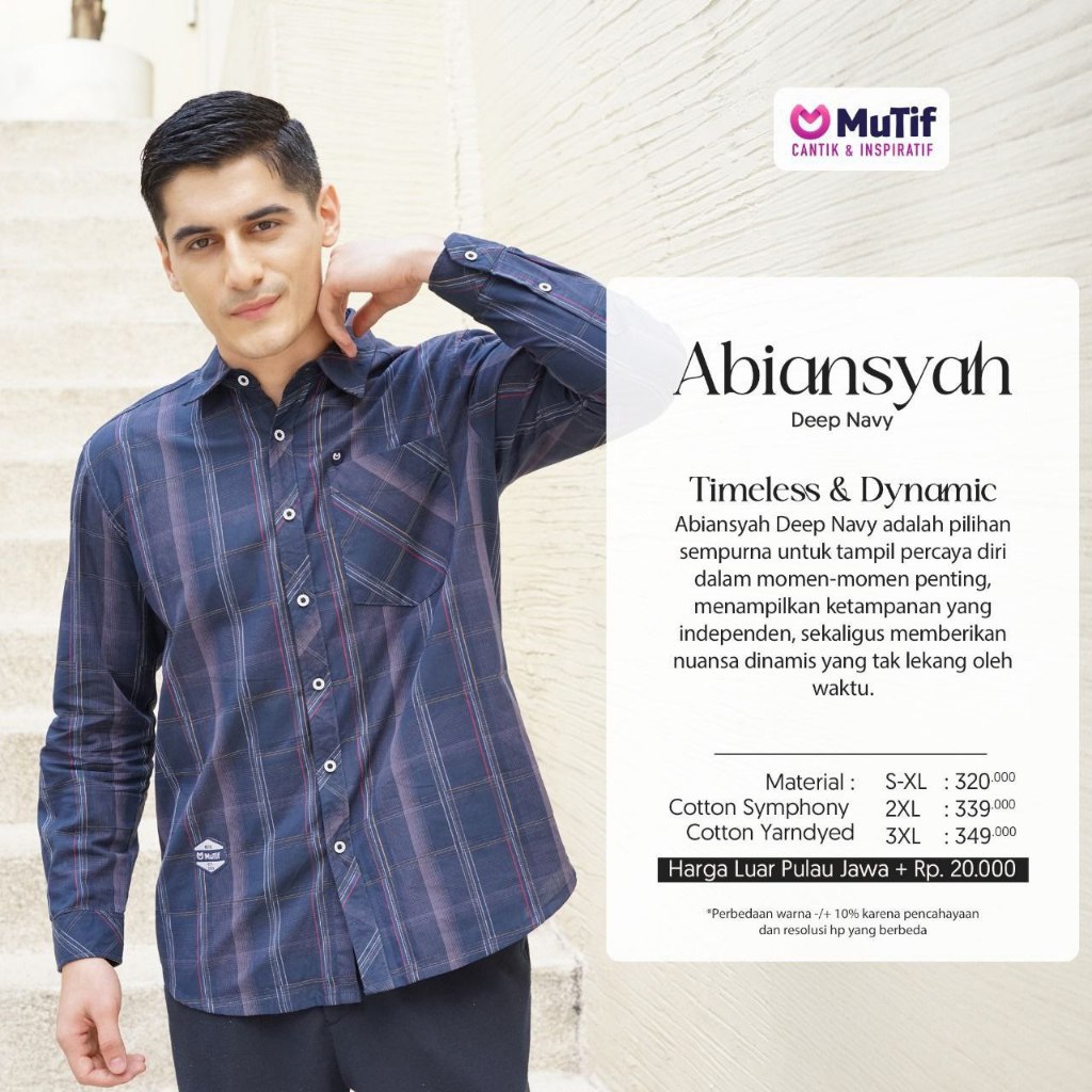 Jual Mutif Abiansyah Deep Navy Koko Kemeja Pria Dewasa Panjang Kotak ...