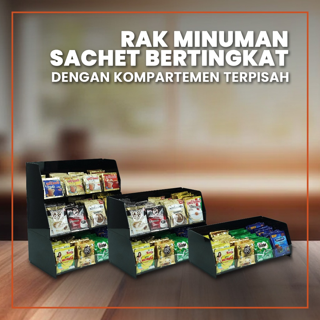 Jual Rak Display Kopi Sachet untuk Kafe dan Toko dengan Kompartemen ...