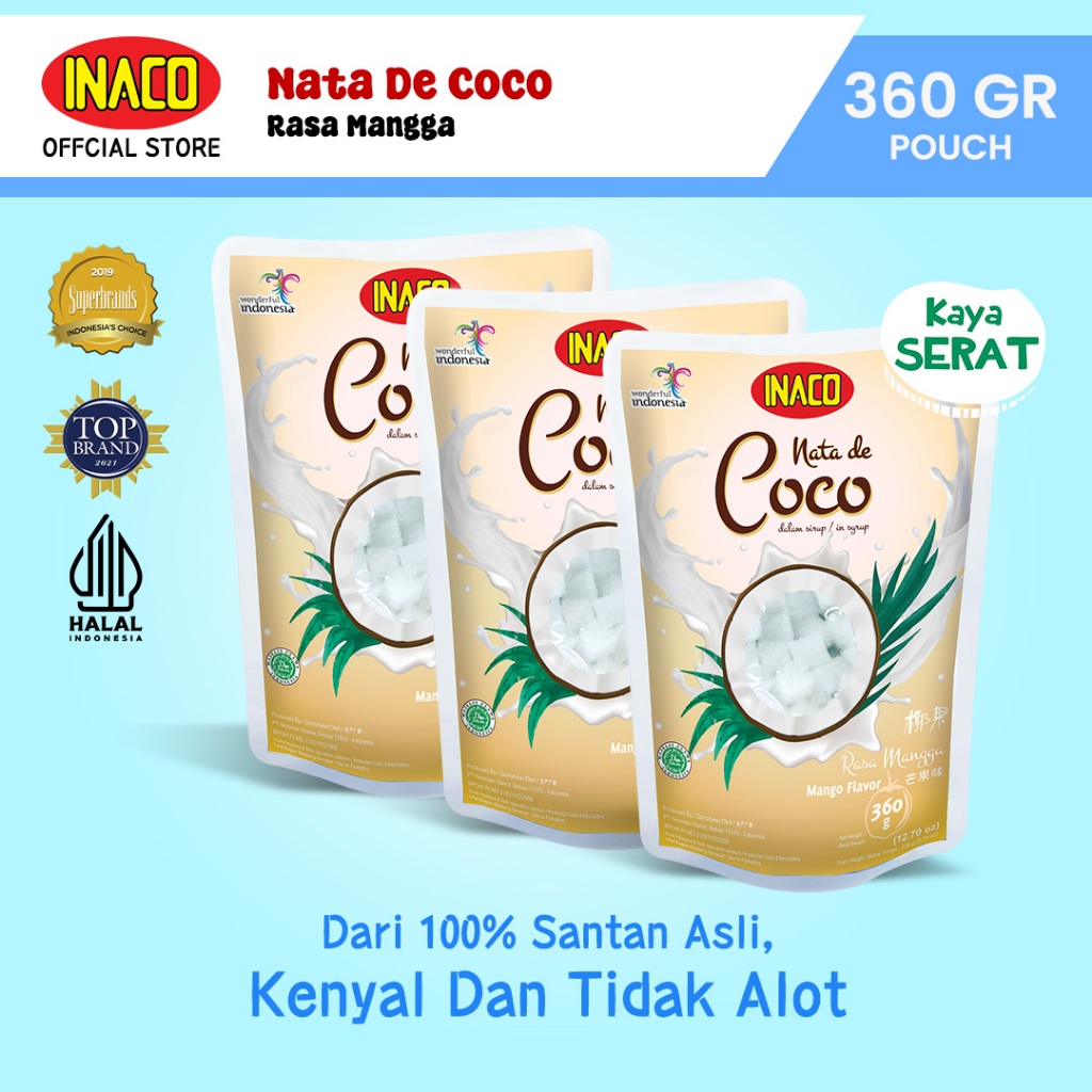Jual INACO Nata De Coco Mango Pouch 360gr - Triplepack | Shopee Indonesia